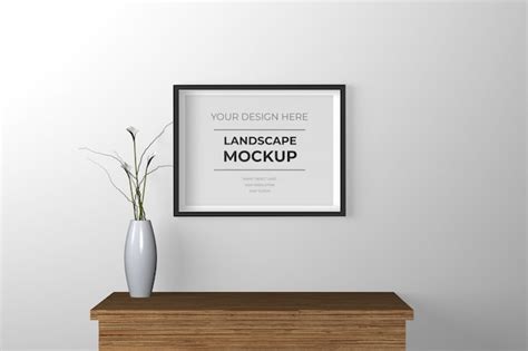 Premium PSD | Landscape poster frame mockup