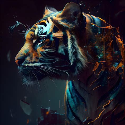 Premium AI Image | Portrait of a tiger with fire on the background 3d rendering