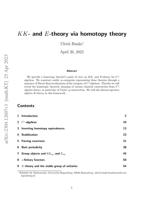 (PDF) KK- and E-theory via homotopy theory