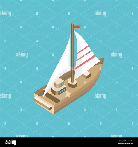 Yacht at sea isolated icon isometric. 3D Yacht sea, boat sailing, luxury yacht, sailing yacht ...