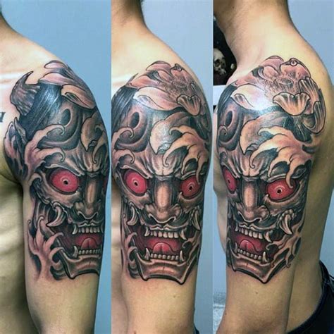 Half Sleeve Hannya Mask Male Tattoo Ideas - Next Luxury