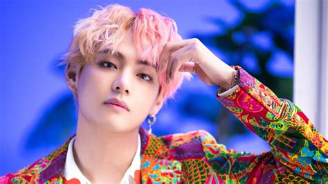 Download Bts V In Colorful Suit Wallpaper | Wallpapers.com