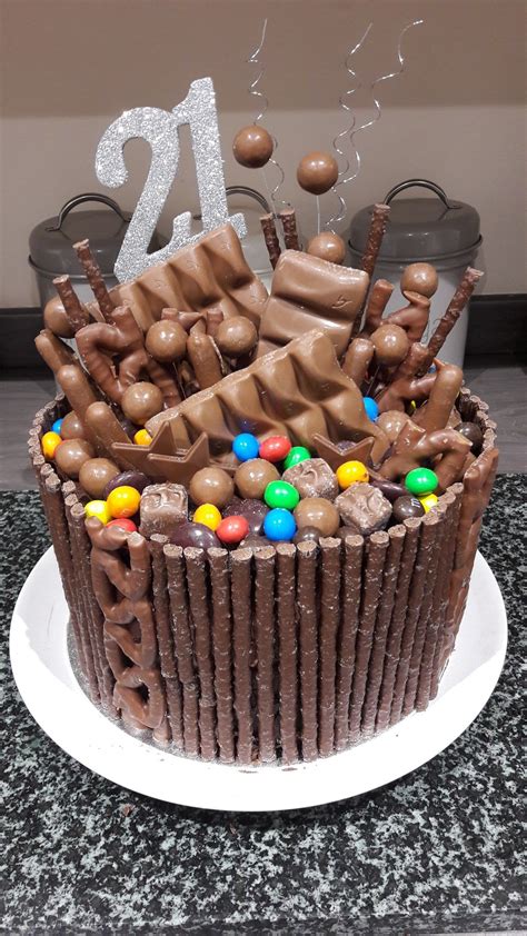 Chocolate Explosion Cake ... made for my Sons 21st birthday with all his favourite chocola ...