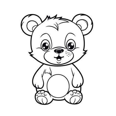 Black And White Teddy Bear Coloring Page Outline Sketch Drawing Vector ...