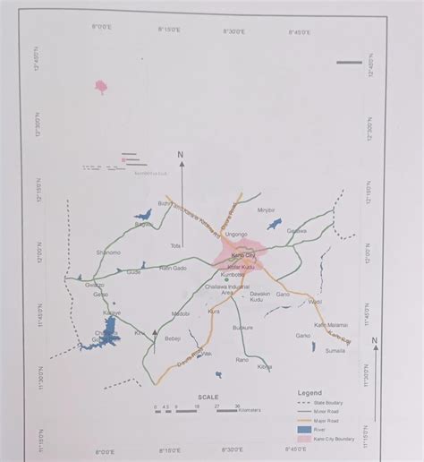 Map of Kano City and its Environs showing Kumbotso Local Government ...