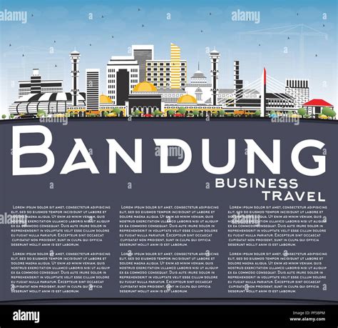 Bandung Indonesia City Skyline with Gray Buildings, Blue Sky and Copy Space. Vector Illustration ...