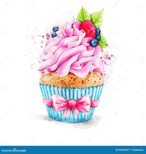 Watercolor Cupcake Royalty-Free Illustration | CartoonDealer.com #87862947