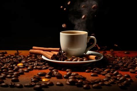 Premium AI Image | Coffee beans and cup of americano