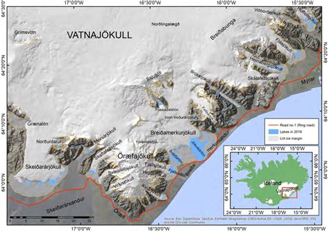 Location map of the outlet glaciers of S-Vatnajökull ice cap from ...