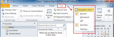 Where is Navigation Pane in Outlook 2010, 2013, 2016, 2019 and 365