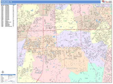 Pearland Texas Wall Map (Color Cast Style) by MarketMAPS - MapSales.com