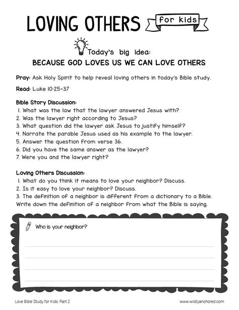 Love Bible Study for Kids - Loving God & Others (Printable) | Wildly Anchored // Faith, Family ...