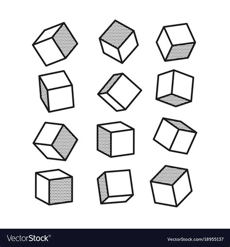 3d cube in pop art style in black and white Vector Image