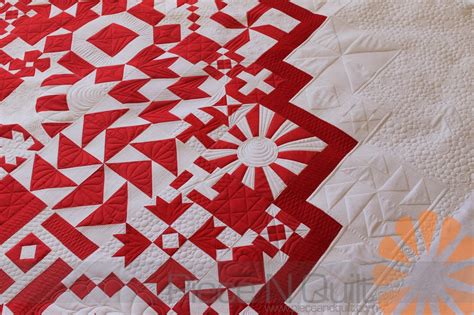 Piece N Quilt: Red & White Block Exchange Quilt - Custom Machine Quilting by Natalia Bonner