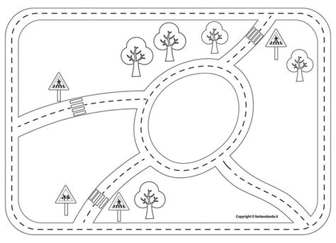 a road map with trees and roads in the middle, as well as an arrow pointing to