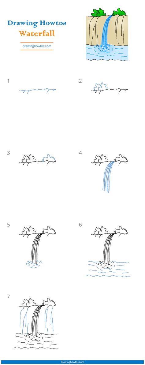 How To Draw A Waterfall Easy Step By Step : Easy, step by step waterfall drawing tutorial.