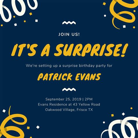 Free custom printable surprise party invitation templates | Canva