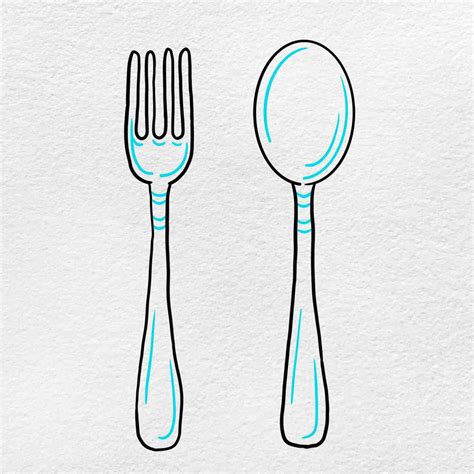 How to Draw a Fork And Spoon - HelloArtsy