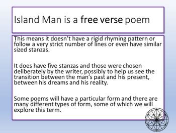 Island Man and Structure Poetry by EnglishGCSEcouk | TPT