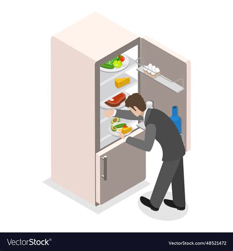 3d isometric flat set of food in fridge Royalty Free Vector