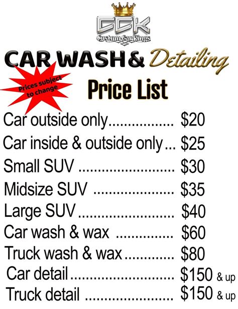 Car Wash Prices List / Price List : Prices start at $2.99 only. - justinlecheminant