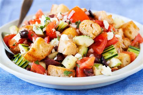 Panzanella (Italian Bread Salad) with Olives and Feta | The PKP Way