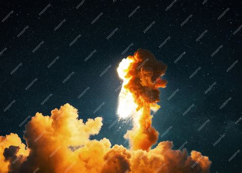 Premium Photo | Unsuccessful launch of the space shuttle and explosion ...