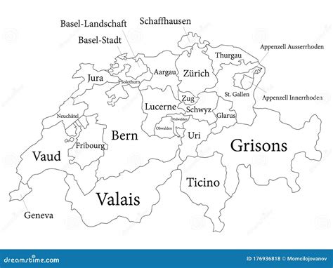 Cantons Map of Switzerland stock vector. Illustration of regions ...