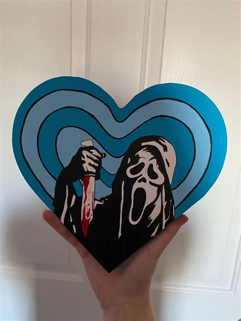 Ghostface Scream Painting Hand Painted Wooden Heart Horror - Etsy ...