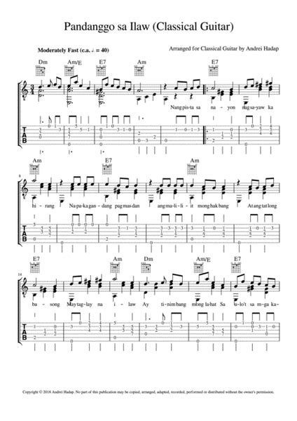 Pandanggo sa Ilaw (Fingerstyle Guitar with TAB) - SA - Digital Sheet Music | Sheet Music Plus