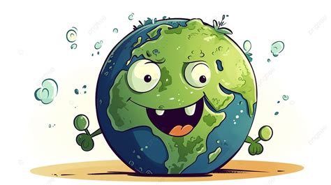 Cartoon Earth Is Shown And Smiling With Water Flowing Into It ...