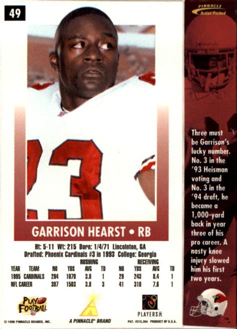 1996 Action Packed #49 Garrison Hearst - NM-MT