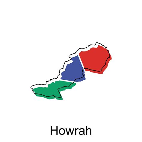 Map of Howrah World Map International vector template with outline, graphic sketch style ...