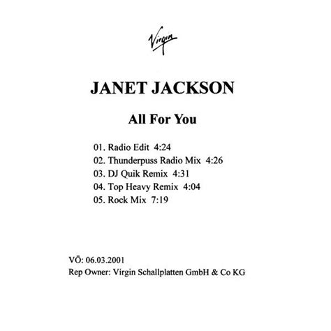 Janet Jackson - All For You (2001, CDr) | Discogs