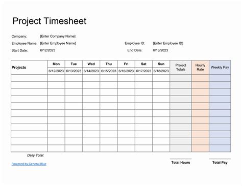 Project Timesheet Templates | Bogiolo