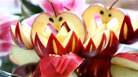 How To Make Apple Swans Garnish - Fruit and Vegetable Carving - Food ...