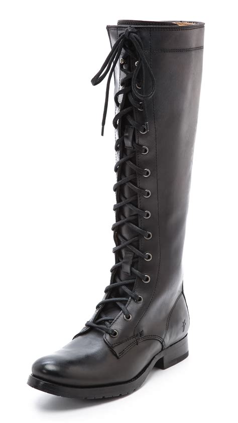 Frye Melissa Tall Lace Up Boots - Black in Black | Lyst