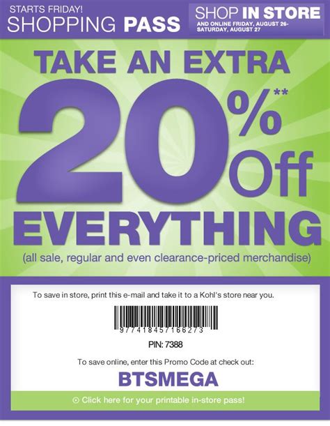 Extra 20% off at Kohls In-Store and Online! - Freebies2Deals