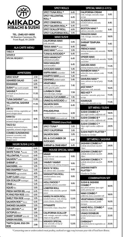 Full Menu – Mikado Japanese Steakhouse