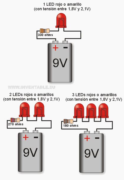 Leds a 9V por ejemplos Electronics Projects, Electronic Circuit ...