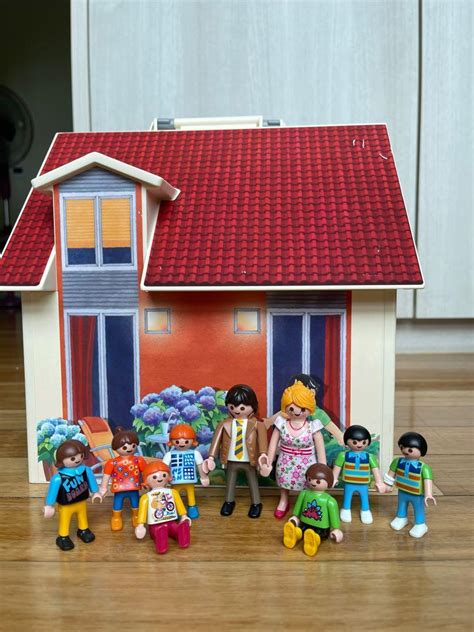 Playmobil Dollhouse + Family of 9 Figurines, Hobbies & Toys, Toys & Games on Carousell