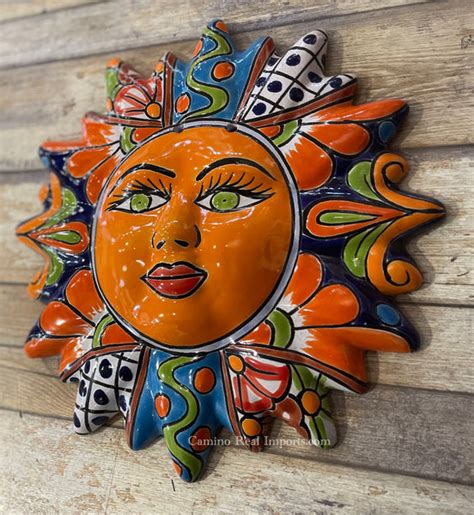 Mexican Wall Hanging Talavera Pottery Sun Face 9 1/2" TSM10010 – Camino Real Imports