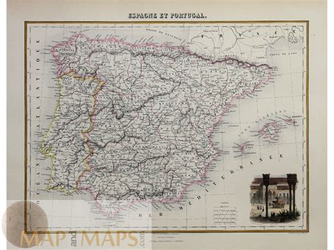 Spain Portugal old maps of the Iberian peninsula | Mapandmaps - Map ...