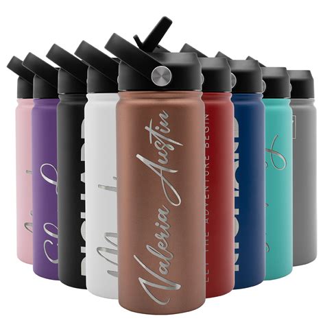 Personalized Water Bottle w/Straw Lid, 18 oz | Custom Stainless Steel ...