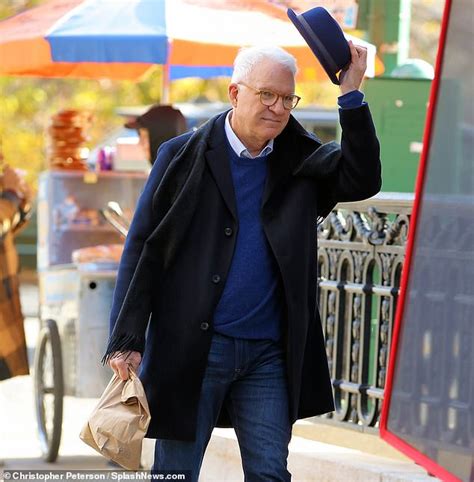 Steve Martin doffs his hat while filming new Hulu comedy series on Upper West Side of New York ...