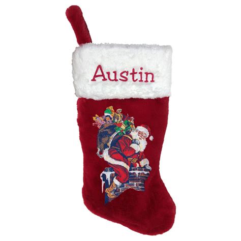 Santa Down the Chimney Personalized Christmas Stocking