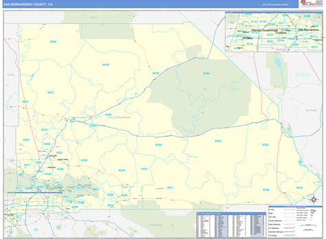 San Bernardino County, CA Zip Code Wall Map Basic Style by MarketMAPS