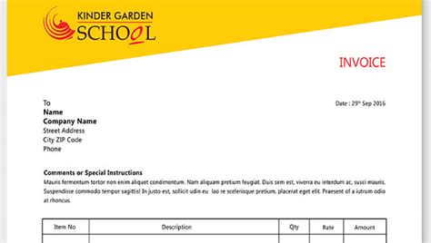 Enticing Kindergarten School Invoice Template Invoice - vrogue.co