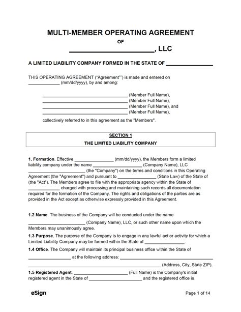 Corporation Operating Agreement Template - Sfiveband.com