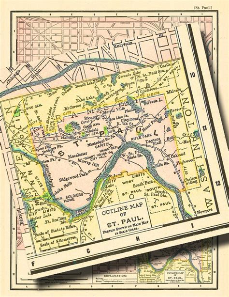 Map of St. Paul Minnesota from 1895 a 600 dpi digital file | Etsy